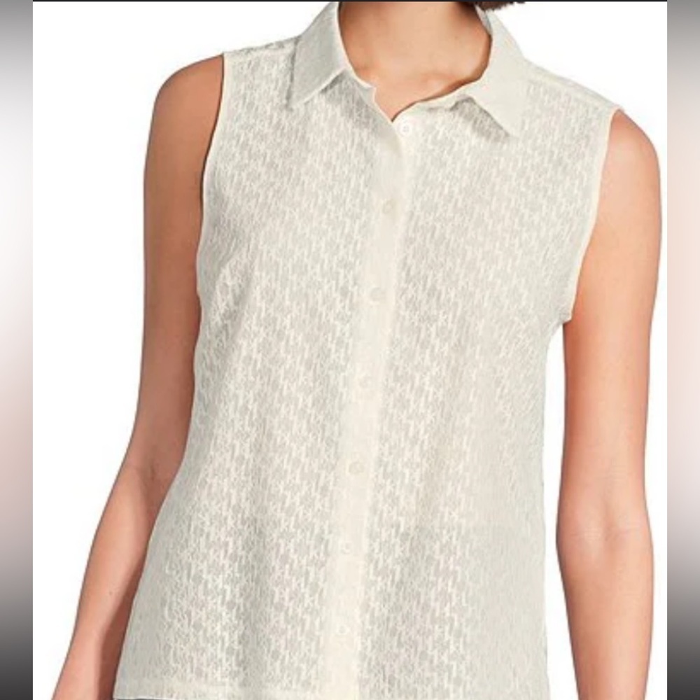Adriana Papell Sleeveless White Blouse